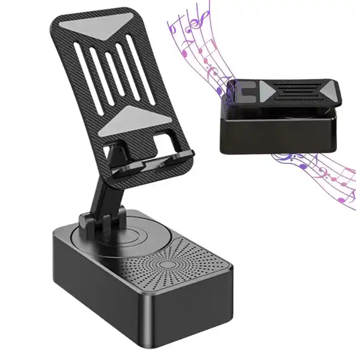 3 in 1 Portable Foldable Mobile Phone Holder with Bluetooth Speaker